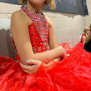 Girls red pageant dress